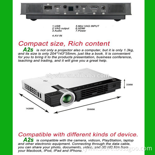 LED Projector Win8 system LED projector lamp 1000 lumens mini projector with computer 300 inch projector screen 3D projector
